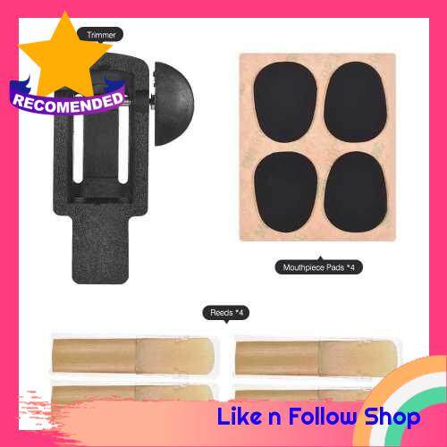 Saxophone Reeds Trimmer Set with Reeds 2.5 Strength and Mouthpiece Cushion Pads Musical Woodwind Instrument Accessories Repair Tool for Clarinet Saxophone (Black)