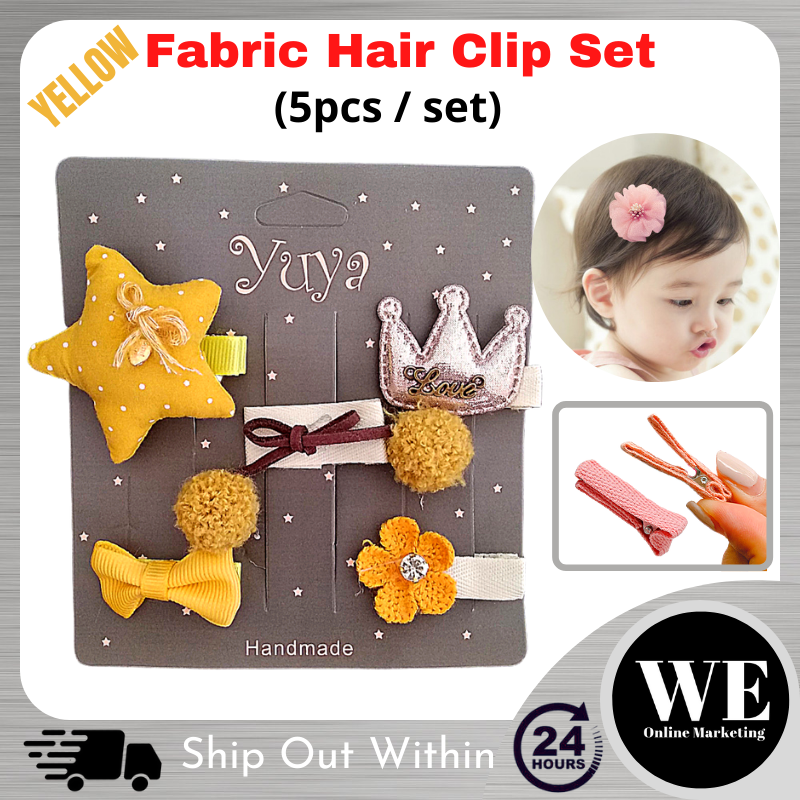 (Ready Stock) 5pcs/set Little Princess Fabric Hair Clip