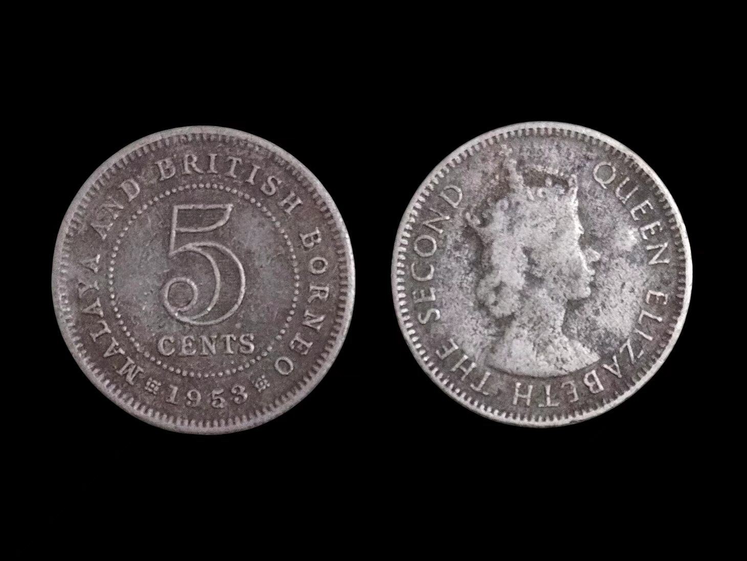 Coin Lama～ Malaya Queen 5 Cents 女王 (Random Year) (Condition VF / Tak Cantik) (1Pcs Price) (Original Coin) (Syiling Asli)