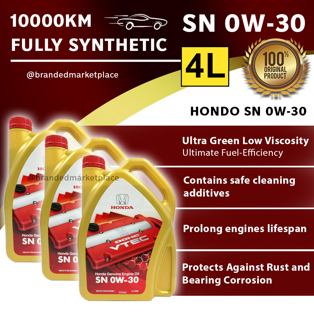 3 bottles HONDA Fully Synthetic SN 0W30 Genuine Engine Oil ( 4L / bottle )