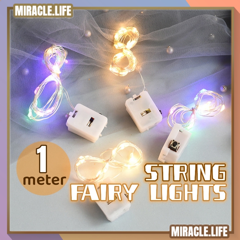 (1 METER) 3 Modes Mini LED Fairy String Lights 1 M Copper Wire Starry Garland Decorative Flower Christmas Wedding Light