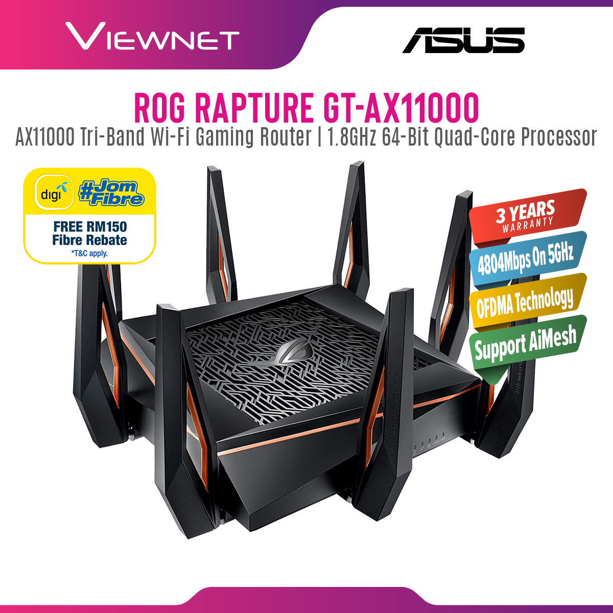 Asus GT-AX11000 ROG Rapture Tri-Band Wireless AX WiFi Router