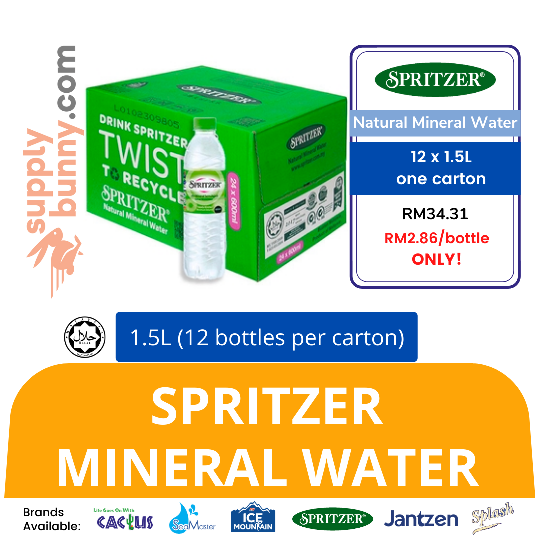 Spritzer Mineral Water (1.5Litre X 12 bottles) (sold per carton) 矿泉水 PJ Grocer Air Minuman Spritzer