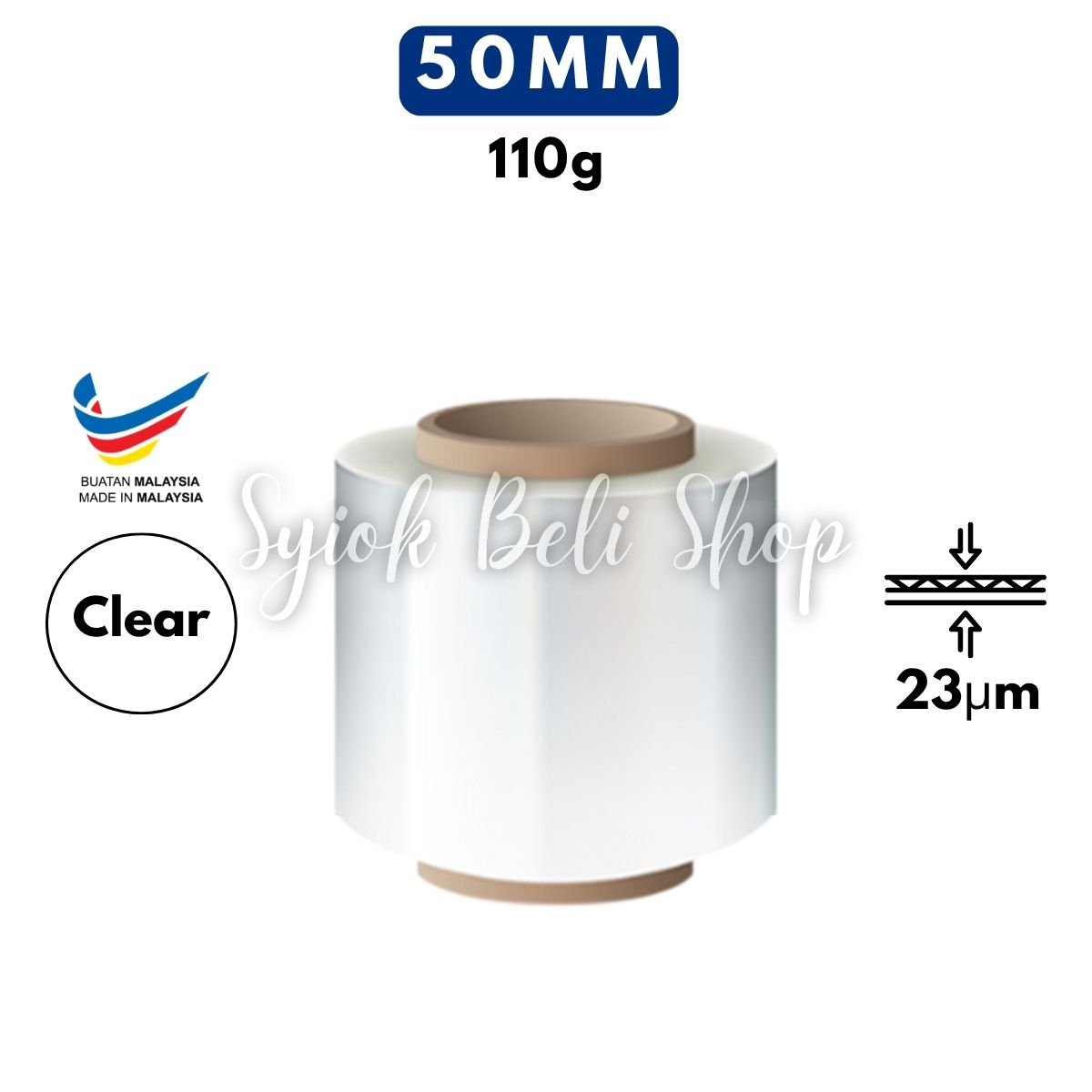 110g Mini Baby Roll Wrapping Stretch Film (50mm x 1 Roll)Premium Quality / Clear Transparent Shrink