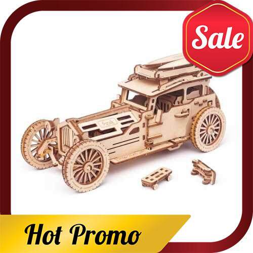 3D Wooden Puzzle Vintage Car Support Top Cover Modification Mechanical Model Kits DIY Assembly Toy Wood Crafts Kit Desk Decoration Gift for Adults Teens Students (Standard)