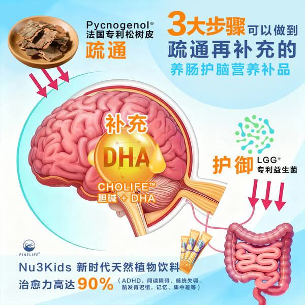 Nu3Kids Pine Bark Children Brain Supplement | Focus & Learning Support | DHA Probiotics & Antioxidants