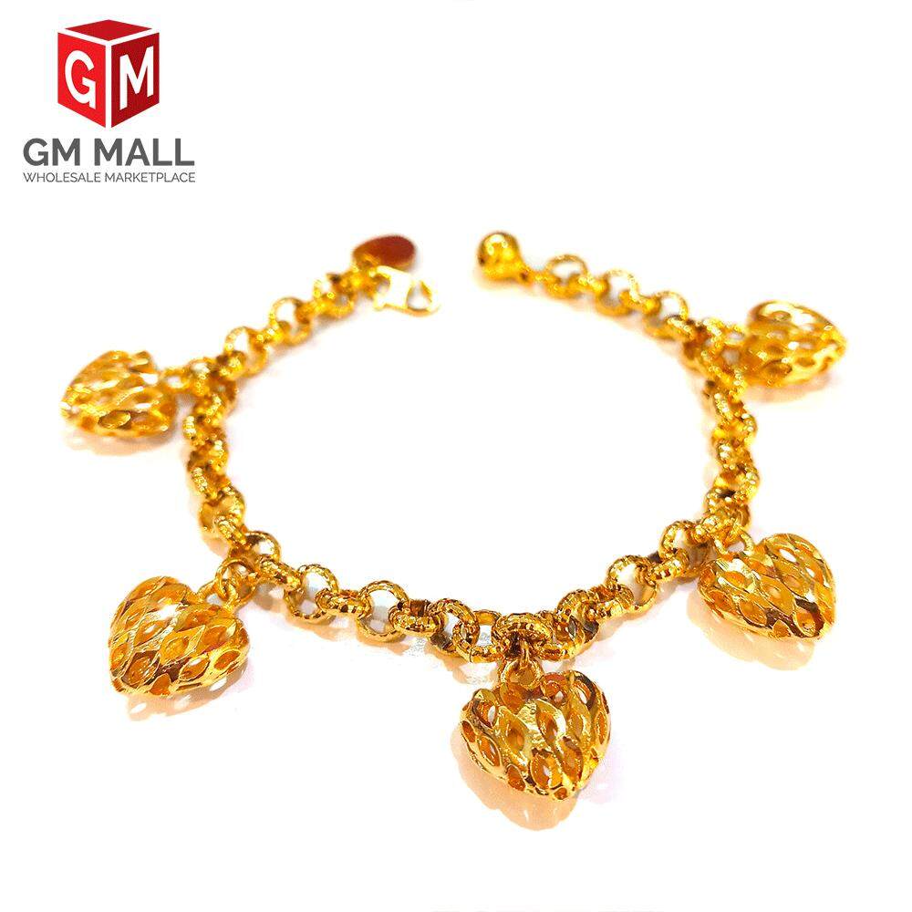 Emas Korea Jewellery - Gelang Tangan Audi + Love Sangkar Gold Plated (EK-2135-6)