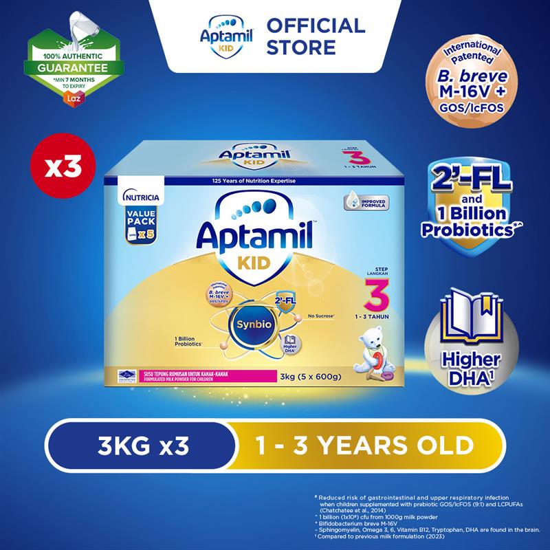 Aptamil KID Step 3 Growing Up Formula 1 - 3 years 3KG X 3 (Susu Milk Powder 奶粉)