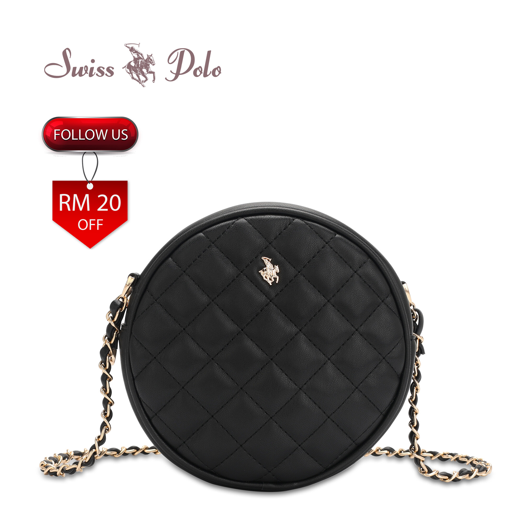 SWISS POLO Ladies Chain Sling Bag HFG 225-1 BLACK