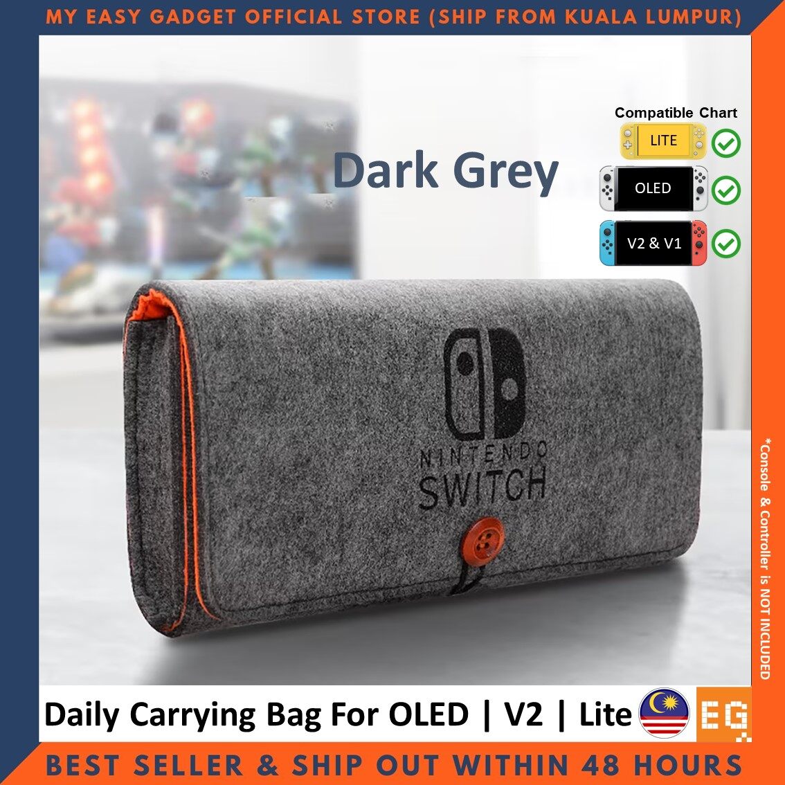 Nintendo Switch OLED Case / Switch V2 / Switch Lite Case Pika Durable Carrying Case Travel Bag with Game Card Slot