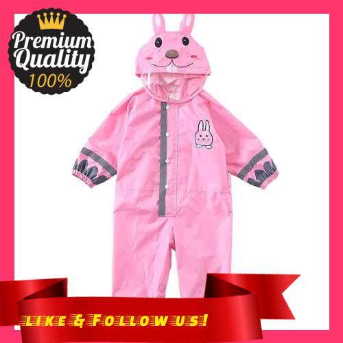 People's Choice Kids Raincoat Breathable Rainwear Waterproof Raincoat For Children Boys Girls Students Rainsuit Hooded High Visibility Reflective Raincoat (Pink)