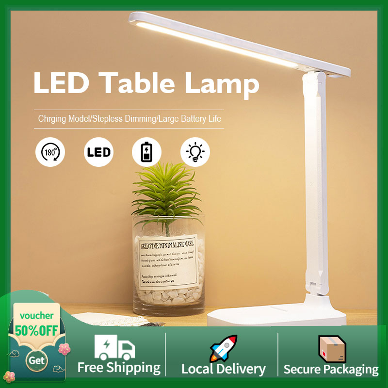 【24 hours ship】LED Desk Lamp Reading Eye Protection 3 Color Stepless Dimmable Touch Table Light Bedside Lights Flexible Lamp Rechargeable USB Desk Night Light for Reading Working Studying 护眼台灯lampu meja