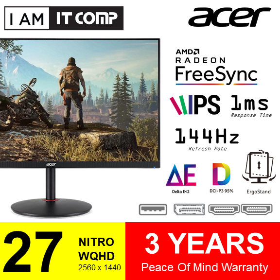 ACER NITRO 27 Inch XV272U P 2K WQHD 144Hz IPS Gaming Monitor ( XV272 ) (XV2) - UM.HX2SM.P01