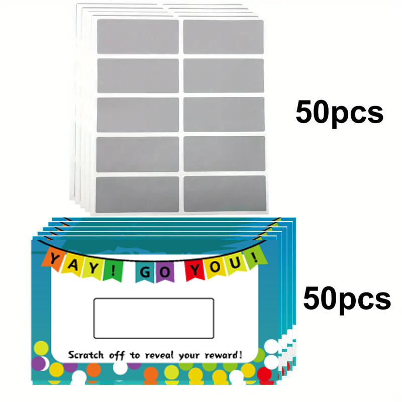 50 Pcs Scratch Card DIY Lucky Draw Suprise Reward Card Scratch off card 50 Keping Kad Gores DIY Cabutan Bertuah