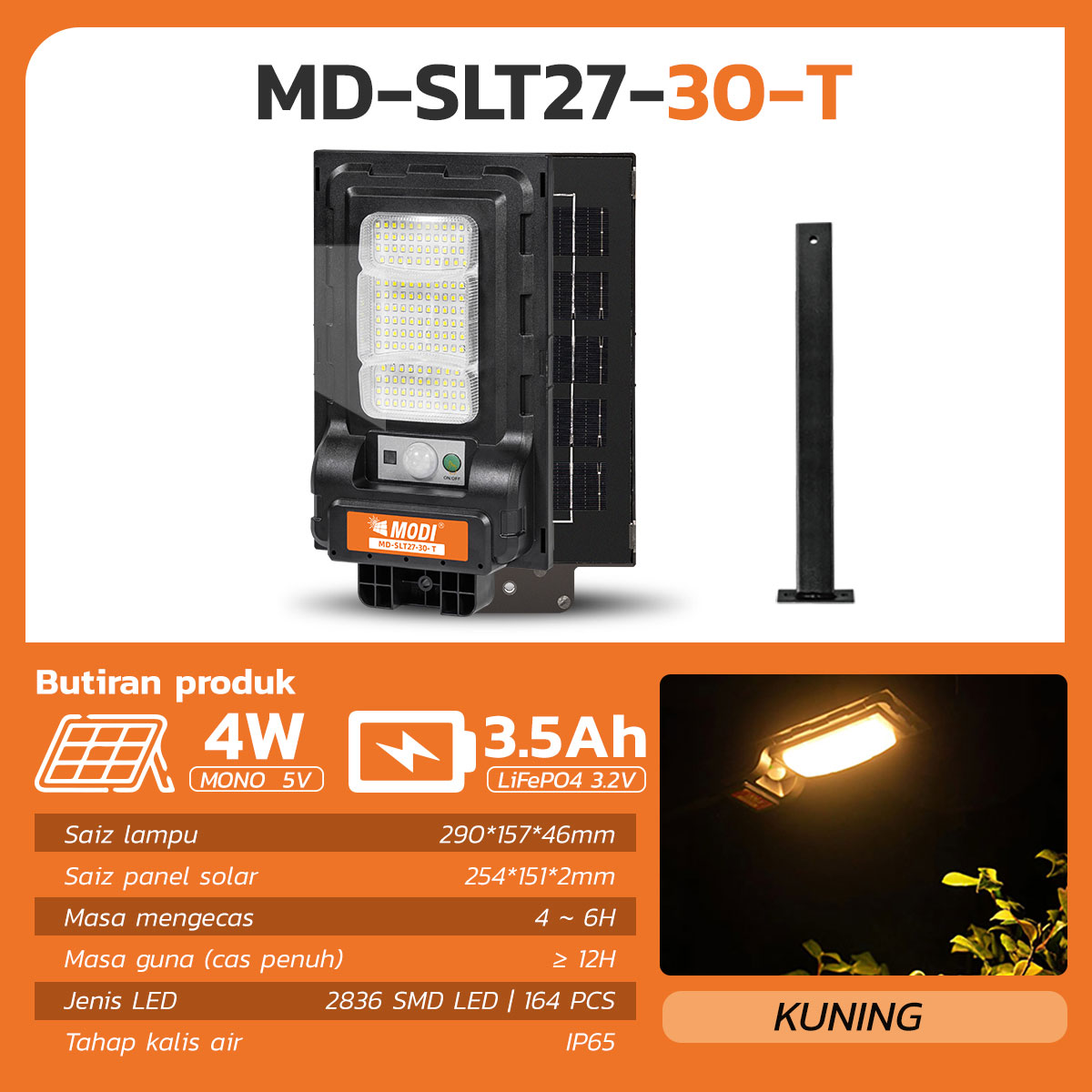 MODI New Solar Light Outdoor Lighting Lampu Solar SMD 30W50W White/Yellow Daylight Warm LightWeatherproof LED Street Light Solar Energy Saving Bright Lamp
