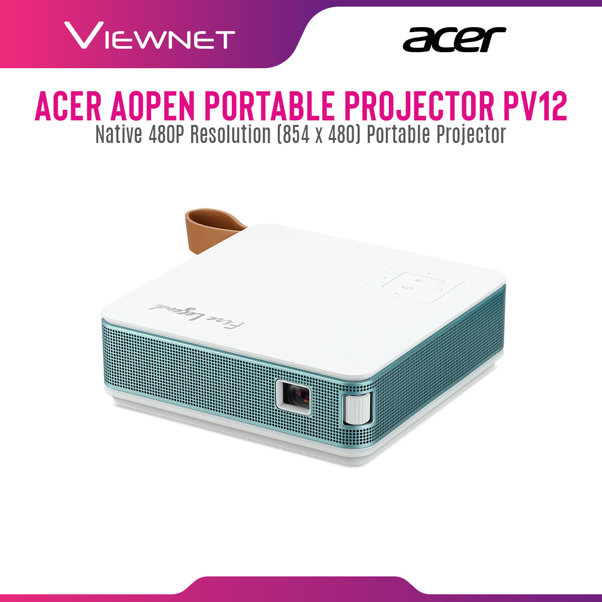 Acer Aopen Portable Projector PV12 with Native 854 x 480 Resolution, 700 Lumens, 30,000 Hours Hours Lamp Life