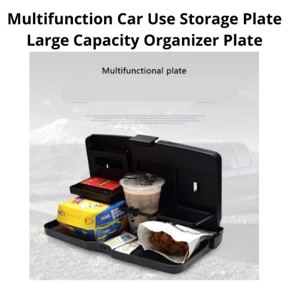 [ Local Ready Stocks ] Multifunction Car Use Storage Plate Large Capacity Organizer Plate ( Black )