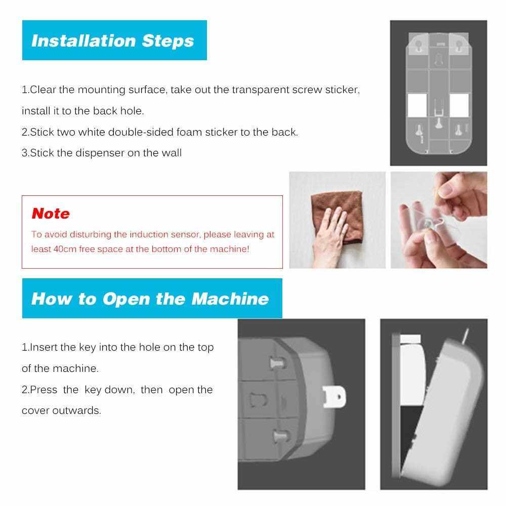 1200ml Automatic Cleaning Liquid Dispenser Touchless IR Sensor Cleansing Fluid Sprayer Automatic Hand Cleaner Holder Dispenser No Drilling Wall-mounted Detergent Sprayer Dispenser Induction Sprayer Machine for Public Place (Standard)
