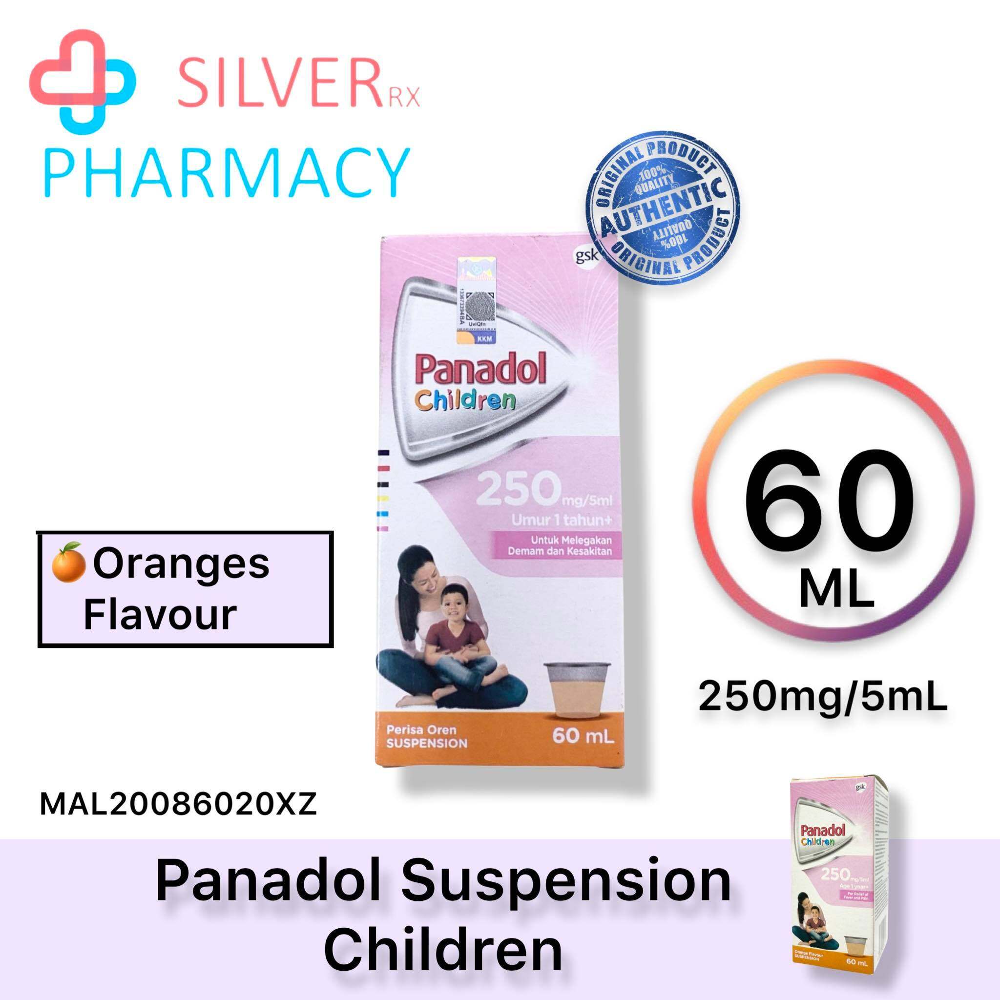 Panadol Children Paracetamol 250mg/5mL Orange Flavour Suspension 60mL