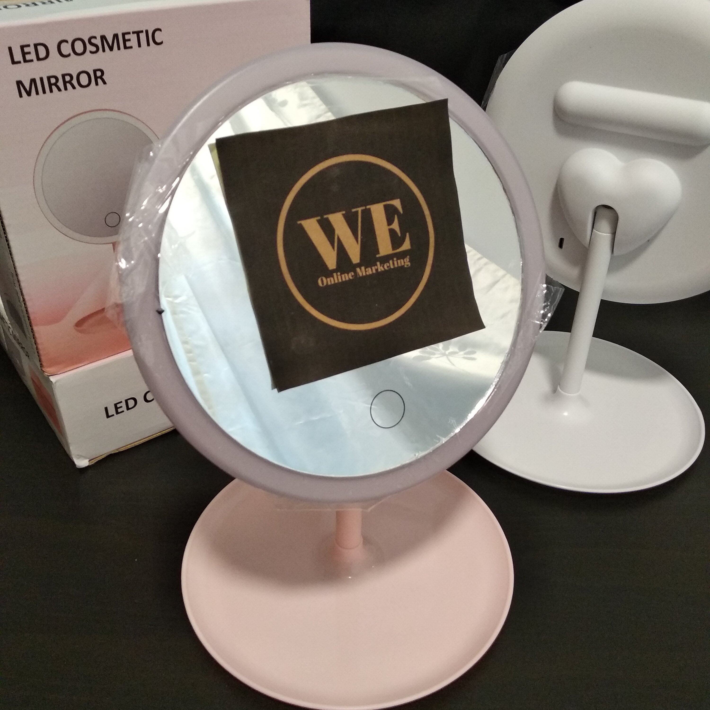 (Ready Stock) LED Makeup Mirror - Wireless Portable Cosmetic Mirror USB Rechargeable Adjustable Rotation Counter-top Mirror with Light Cermin Solek Dengan Lampu LED Lampu Cermin Solek LED Cermin LED Light Mirror
