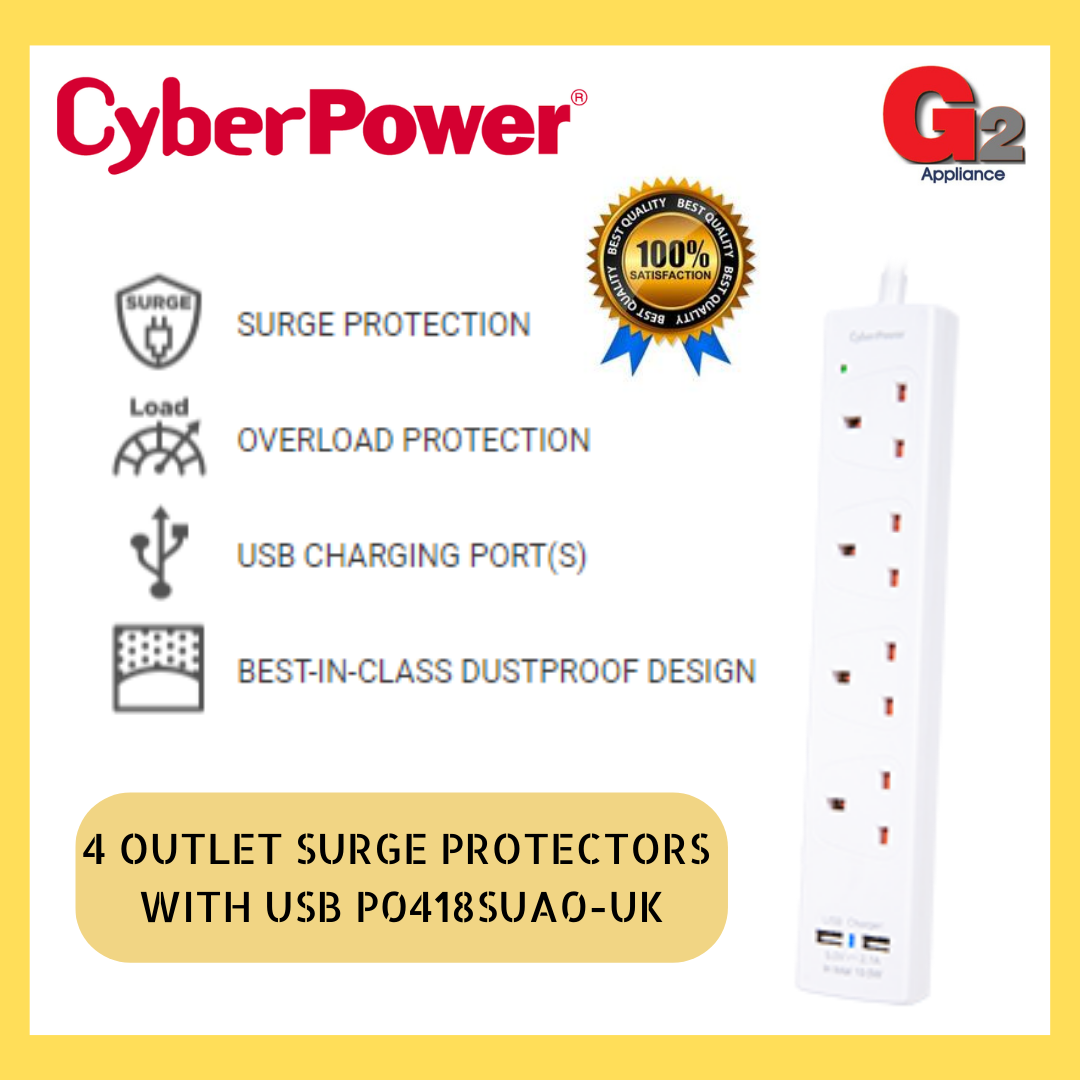 CYBERPOWER 4 OUTLET SURGE PROTECTORS [B0418SA0-UK] / [P0418SUA0-UK + USB]