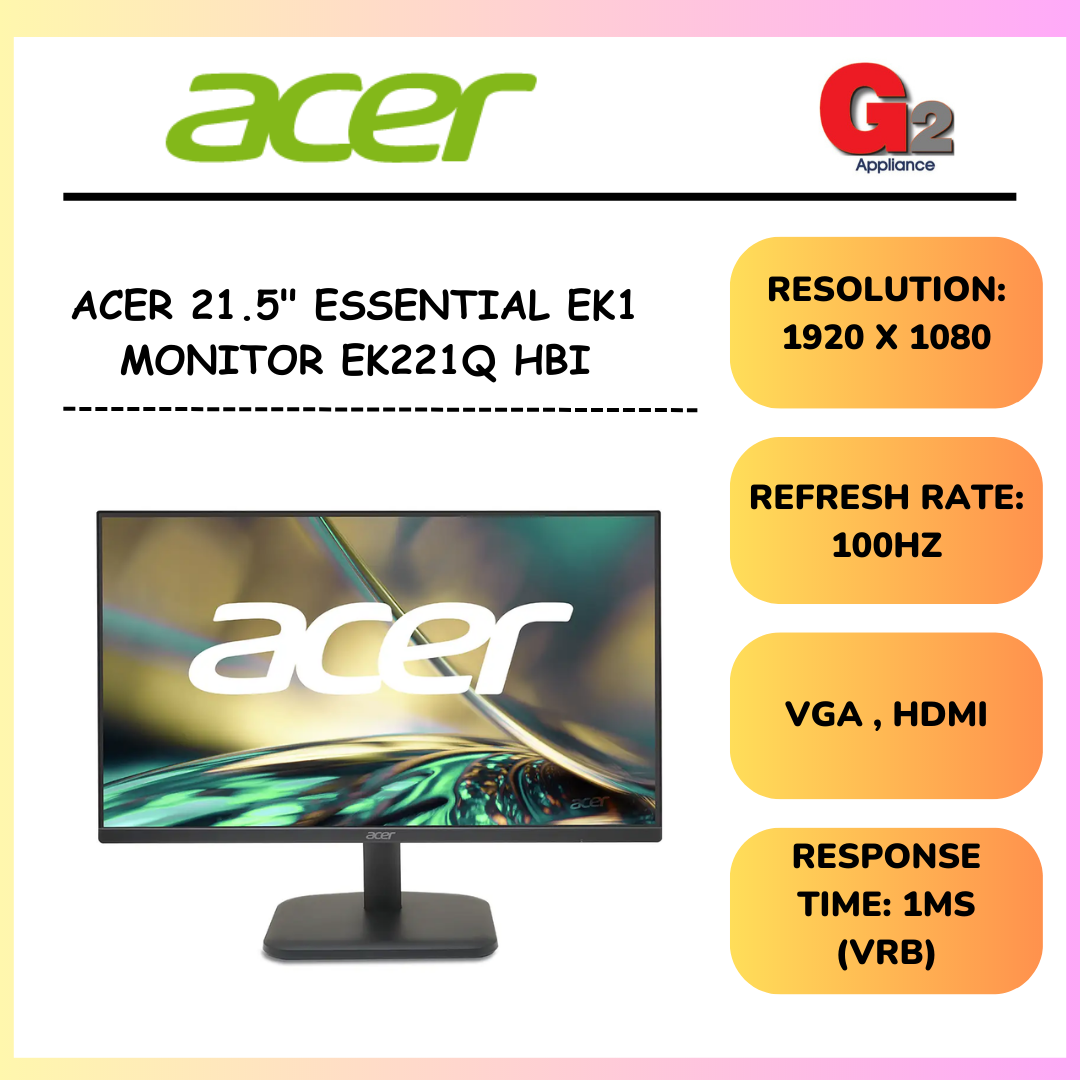 Acer [Authorised Dealer] 21.5" Essential EK1 Monitor EK221Q HBI - Acer Warranty Malaysia