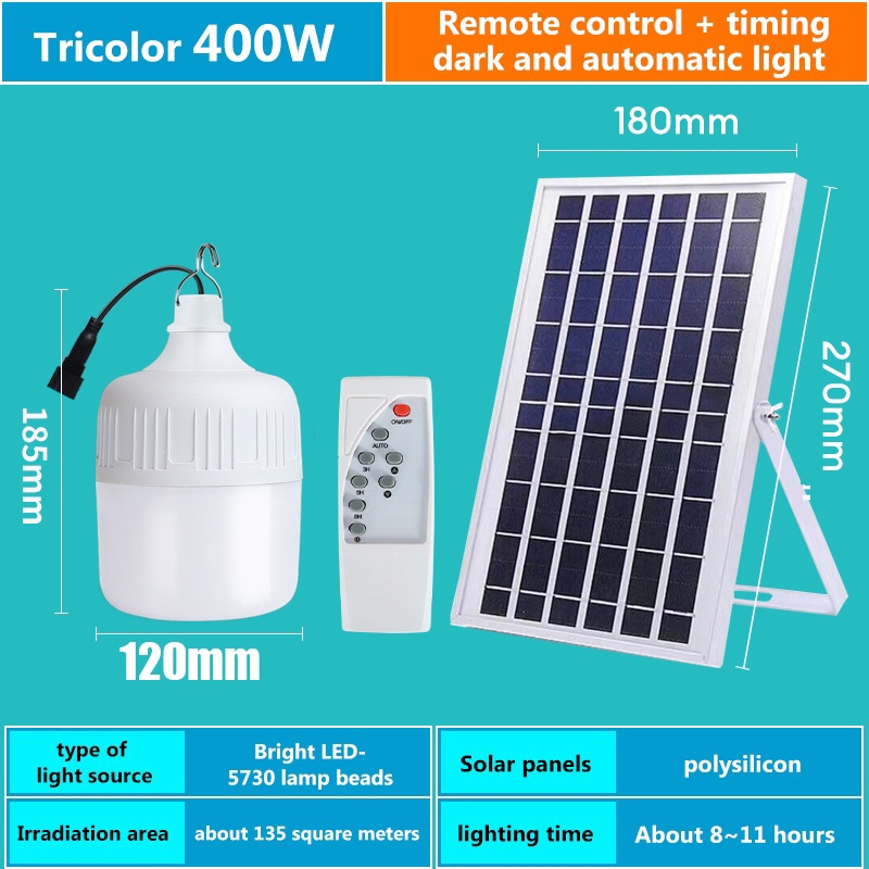 Solar Light 600W Bulb Outdoor Portable Solar Powered Led Bulb Charged Garden Lamp Yard Hiking Tent Fishing Camping Emergency