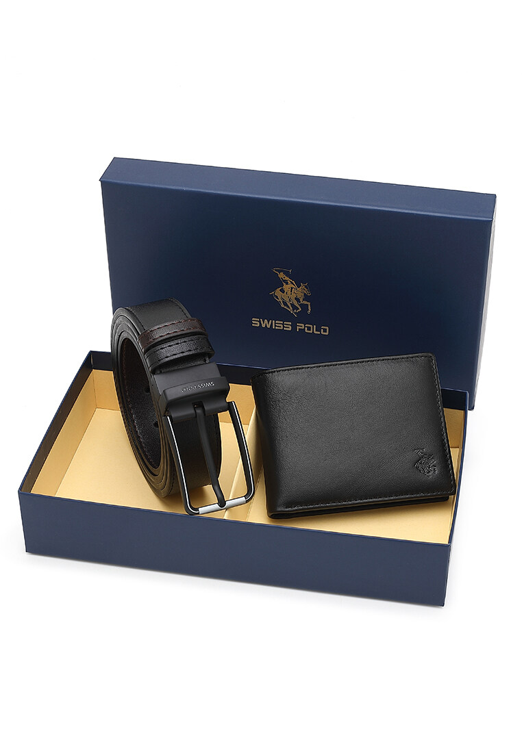 SWISS POLO Gift Set/ Box Wallet With Belt SGS 563 BLUE