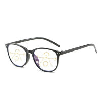 Progressive Multifocal Reading Glasses Women Men Anti-Blue Light Eyeglasses Look Far and Near Big Frame Retro Eyewear with Grade +1.0 To+4.0 PTQ