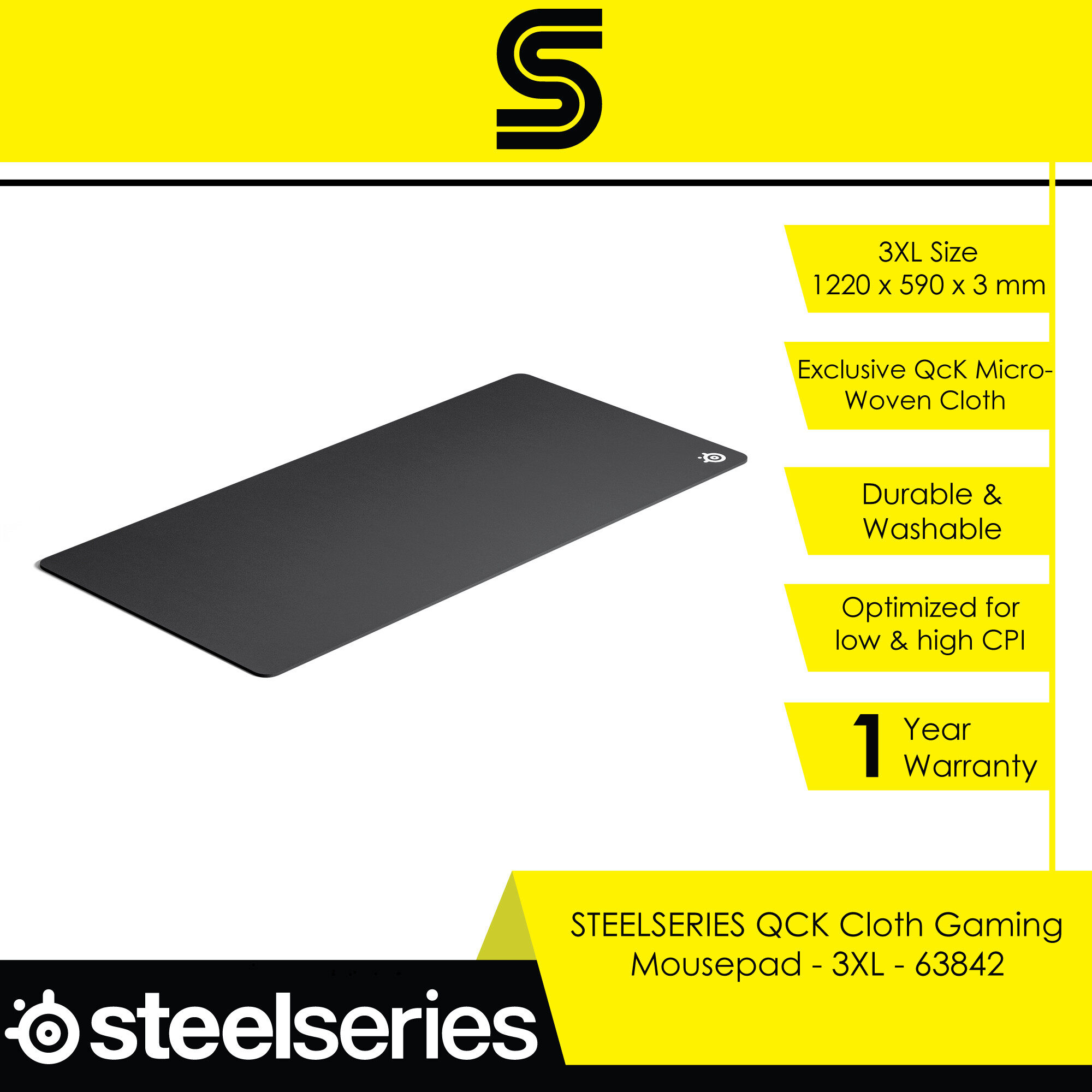 STEELSERIES QCK Cloth Gaming Mouse Pad 3XL - 63842