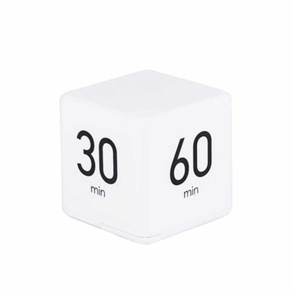 Portable Cube Timer Digital Kitchen Timer Countdown Alarm 15-20-30-60 Minutes Flip Timing with Digital Display Time Management for Study Sports Cooking Gaming Office (White)