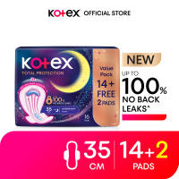 Kotex Total Protection Overnight Wing Pad 35cm (14+2s) /41cm (20+2s) - Sanitary Pad that prevents up to 100% No Back Leaks
