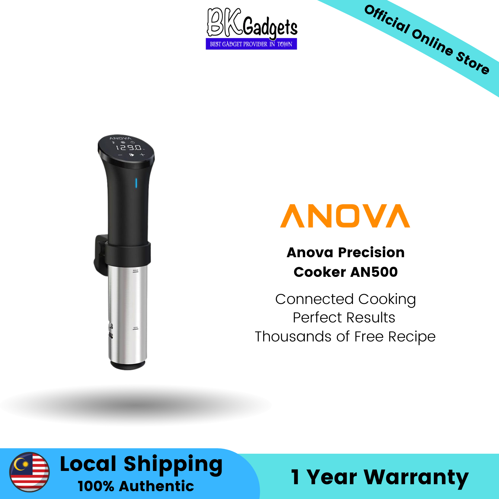 Anova Precision Cooker AN500 | Connected Cooking | Perfect Results | Thousands of Free Recipe