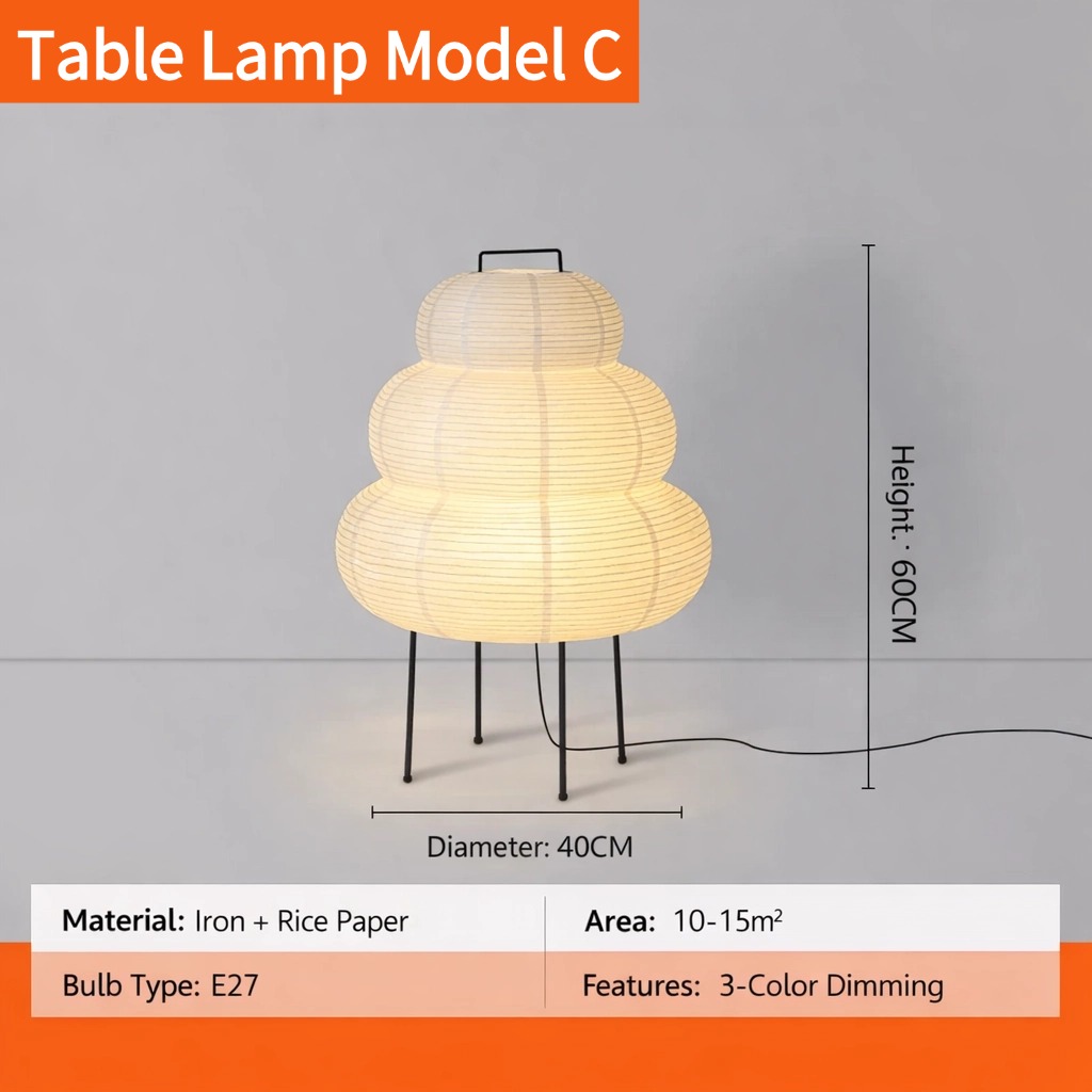 Noguchi Akari Rice Paper Lamp Dimmable Japanese Paper Lantern Light Japandi Table Lamp Home Decor