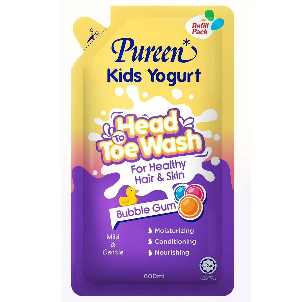 Pureen Kids Yogurt Head to Toe Wash Refill (600ml)