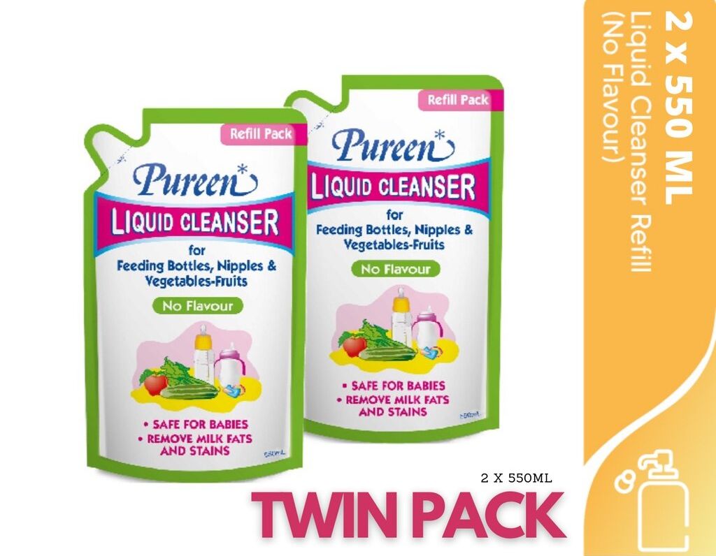 Pureen Liquid Cleanser Twin Pack Pouch (No Flavour) Special Promotion 2x550ml