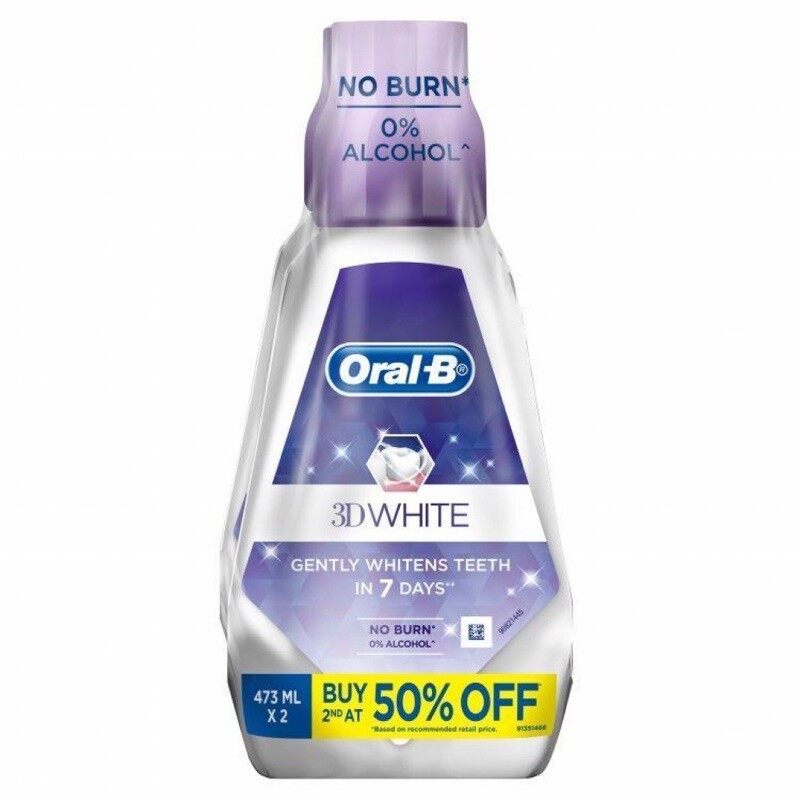 Oral-B Mouth Rinse 3D White (473ml x2)