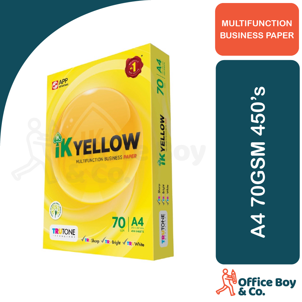 IK Yellow A4 Copier Paper (70gsm 80gsm / 450s 500s)(1 Ream) / A4 Paper / Kertas A4 (450 Sheet 500 Sheet)