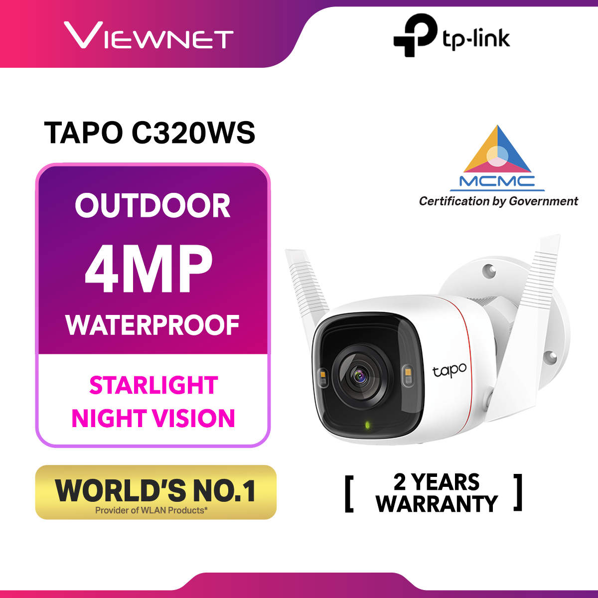 TP-Link Tapo C320WS  2K/4MP Full Color Night Vision Outdoor IP66 Security CCTV