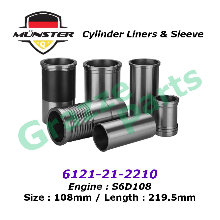 (1pc) Mnster Engine Block Cylinder Liners Liner Sleeve 6121-21-2210 for Komatsu Generator 7.2 6D108 (108.0mm)