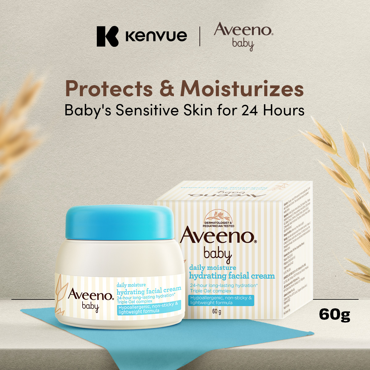 Aveeno Baby Daily Moisture Hydrating Facial Cream 60G