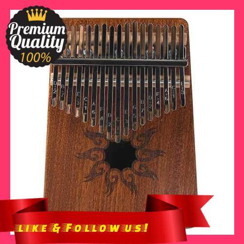 People\'s Choice 17-Tone Kalimba Thumb Piano Flame Pattern Pine Wood Musical Instrument with Learning Book Tune Hammer (Standard)