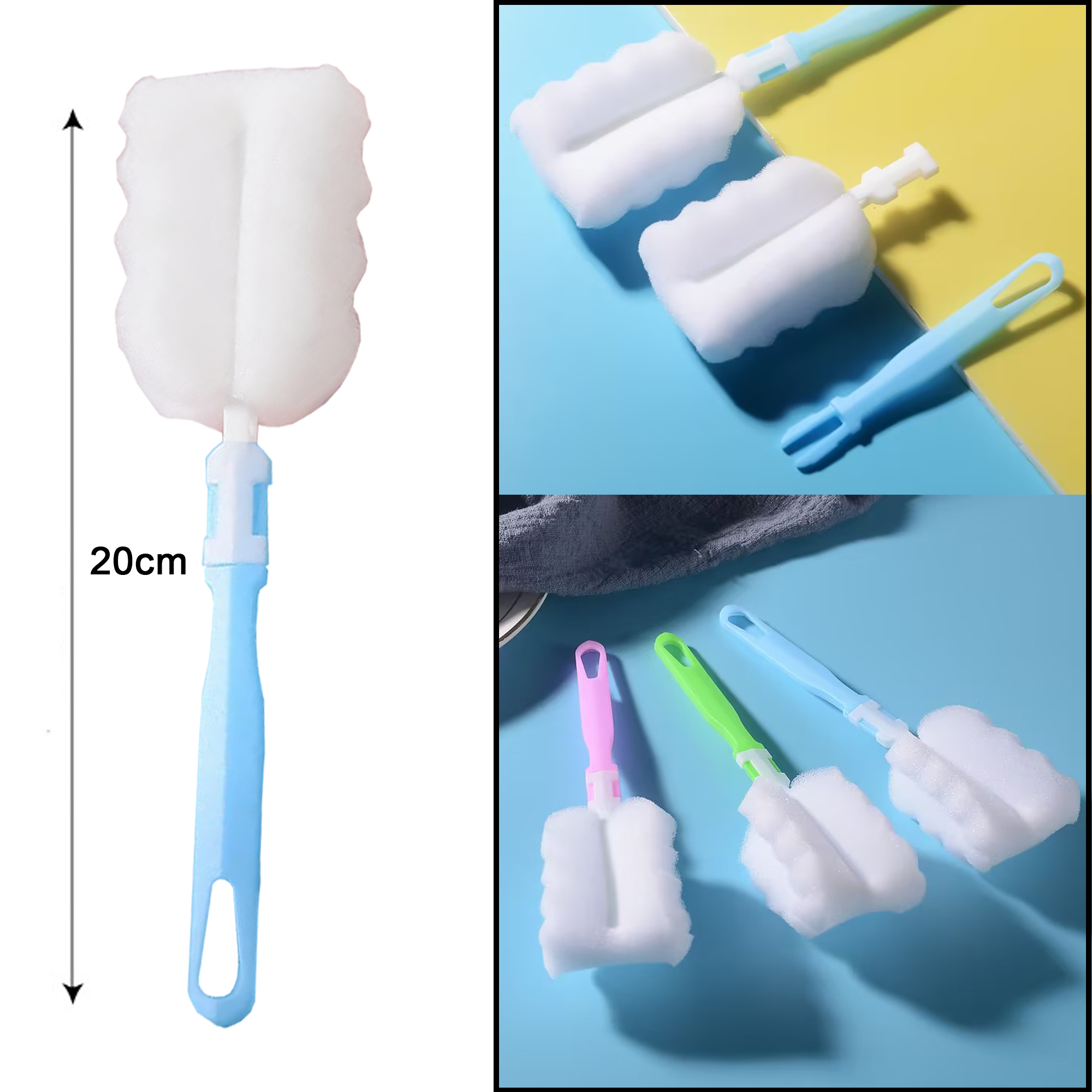 Coya 20cm/30cm/40cm/50cm Water Bottle Thermos Brush Silicone Sponge Cleaning Cup Brush Straw Brush