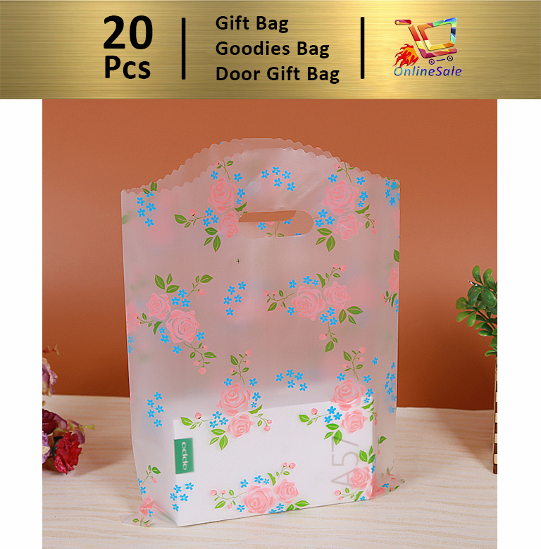 Cute Gift Bag [20pcs] Goodies Bag Door Gift Birthday Wedding Party (49)Thickened Rose Flower Pink Ribbon Daisy Plastic Bag 礼物袋礼品袋购物袋
