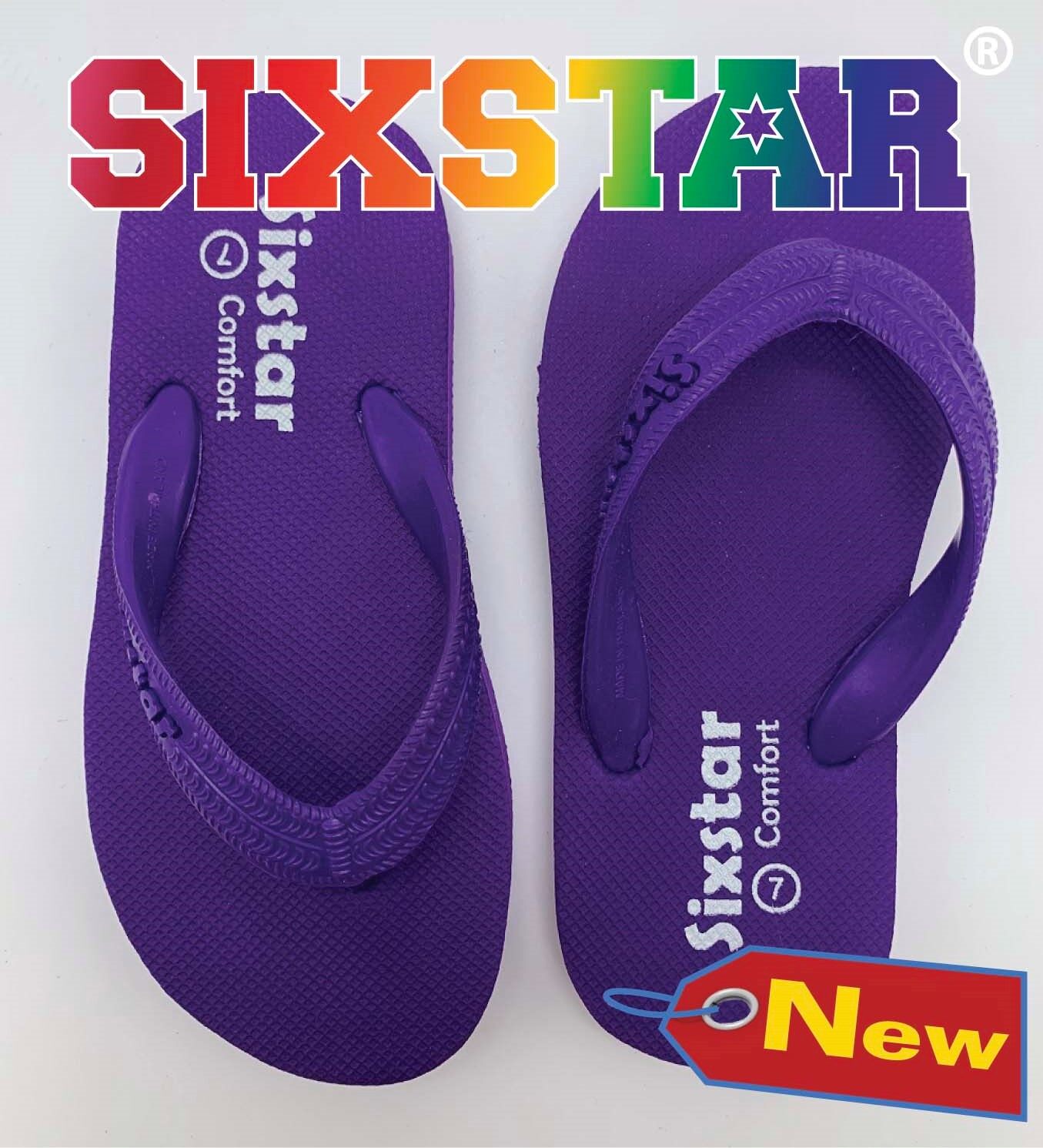 Sixstar SK-01 PURPLE Rubber Anti Slip Flat Beach Slippers Children Girl (UK Size 3) PURPLE