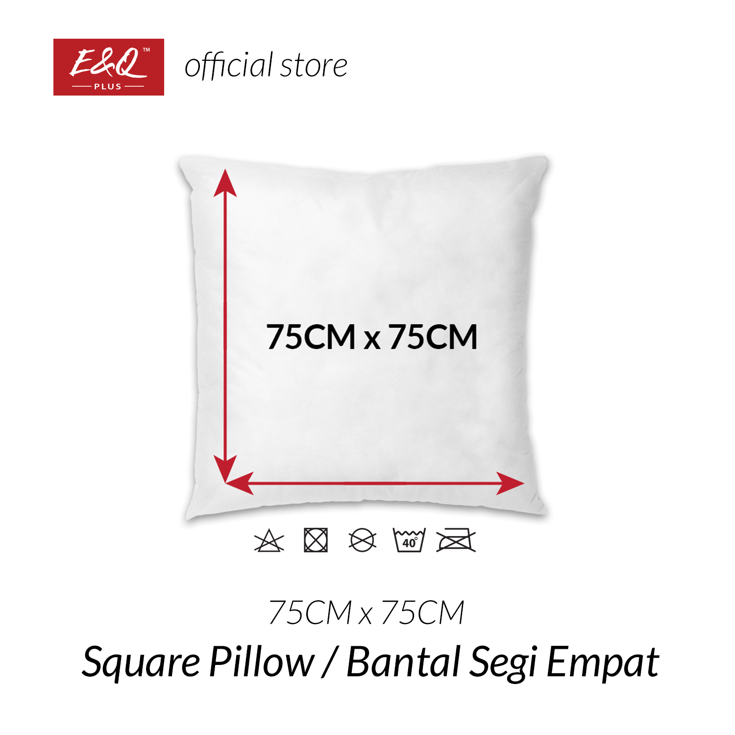 ENQ Square Pillow with Multiple Size Cushion 40CM-75CM (1unit) / Bantal Kusyen / Throw Pillow / Cushion Pillow 45CM / Pillow Inner