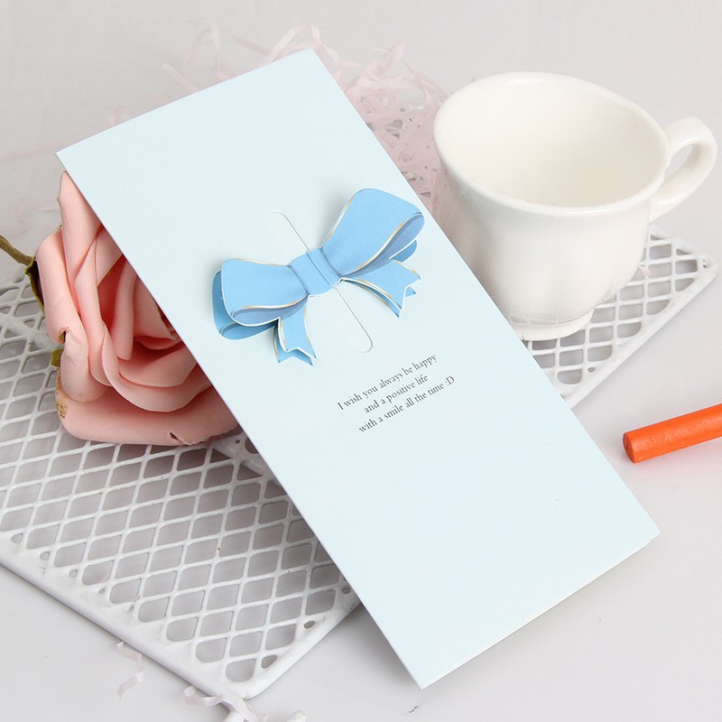 🇲🇾 🔥Ready Stock🔥 3D Korean Creative Stereo Ribbon Birthday Christmas Sorry Thank You Wish Wishing Greeting Card