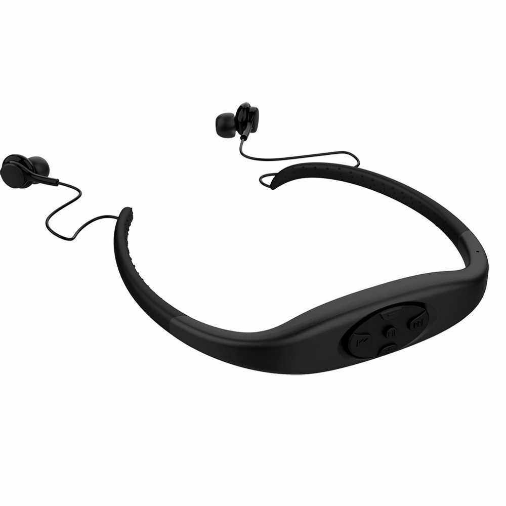 Sport Earphones Bluetooth 5.0 Headphone 8GB Music Player IPX8 Waterproof Swimming Neckband Headset (White)