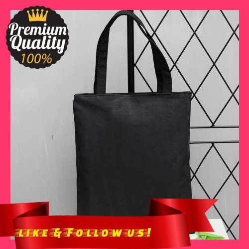 People's Choice Women Canvas Bag Handbag Zipper Closure Characters Shopping Casual Tote Bag (Black)