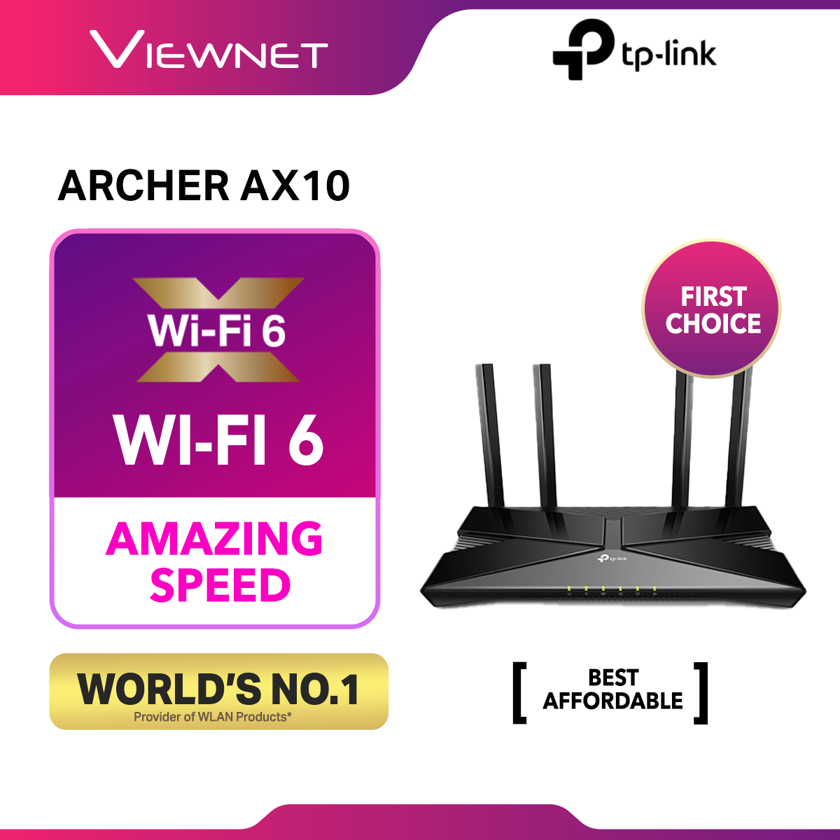 TP-Link Archer AX10 Onemesh - AX1500 Dual Band Wireless AX WiFi 6 Router For UniFi/Maxis/Time Fiber ( Mesh With RE505X )